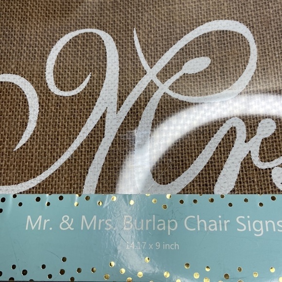 Mrs. and Mr. Burlap Wedding Chair Signs NWT - Picture 6 of 8